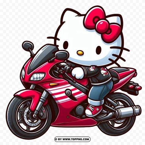 Hello Kitty Motorbike, Hello Kitty Bike Helmet, Hello Kitty Motorcycle Helmet, Hello Kitty Mamadisima, Hello Kitty Motorcycle, Hello Kitty Transparent, Hello Kitty Bike, Png Hello Kitty, Bike Cartoon