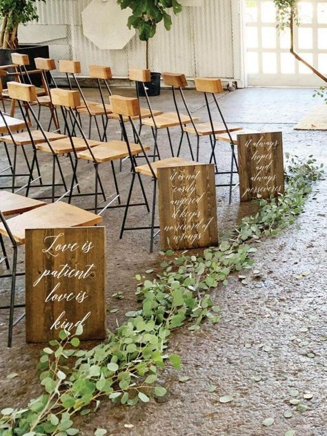 Wedding Aisle Signs You're Looking For: "Love Never Fails" - Ceremony Instagram Wedding Sign, Wood Wedding Signs Rustic, Elegant Backyard Wedding, Small Backyard Wedding, Love Is Patient Love Is Kind, Wood Wedding Signs, 1 Corinthians 13, Outdoor Wedding Decorations, Instagram Wedding