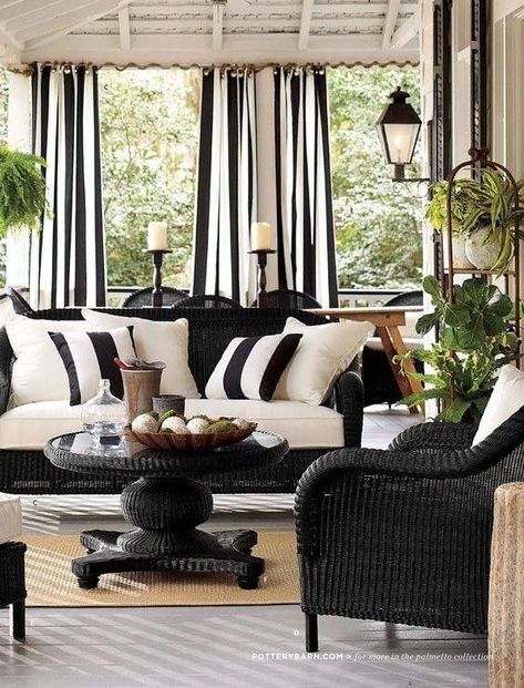 Backyard Patio Furniture, Porch Styles, Backyard Porch, Wicker Patio Furniture, Trendy Living Rooms, Outdoor Curtains, Outdoor Patio Decor, Wicker Furniture, Patio Ideas