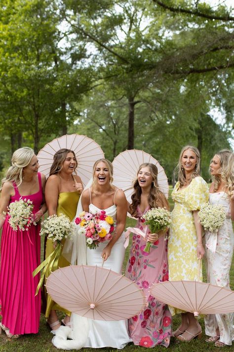 "A day without a good friend is like a pot without a single drop of honey left inside."⁠ - Winnie The Pooh⁠ Photography: @laurenwilliamsphoto⁠ Venue: @thefarmathighshoals⁠ Coordination: @dream_day.designs⁠ Specialty Rentals & Design: @thestileco⁠ Florals: @gardeniafloraldesign⁠ H & MU: @bombshellcreationsga⁠ #gardeniafloraldesign #athensgaflorist #weddingflorist #gaweddings  #athenswedding#weddingday #bridalparty  #bride  #bridesmaids #bridesbouquet #verycolorfulblooms #chamomilebouquets Quirky Bridesmaid Dresses, Summer Chique, Athens Wedding, When I Get Married, A Good Friend, Friends Are Like, I Got Married, Style Mistakes, Wedding Florist