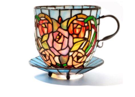 Teacup Light Tiffany Glass Art, Simple Lamp, Glass Tea Cups, Tiffany Glass, Stained Glass Lamps, Tiffany Lamps, Stained Glass Projects, Accent Lamp, Tiffany Style