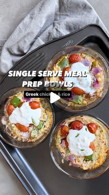 Single Serve Meal Prep, Greek Chicken Rice, Greek Yogurt Tzatziki, Greek Chicken Meal Prep, Meal Prep Simple, Chicken Rice Bake, Single Serve Meals, Macro Meal Plan, High Protein Meal