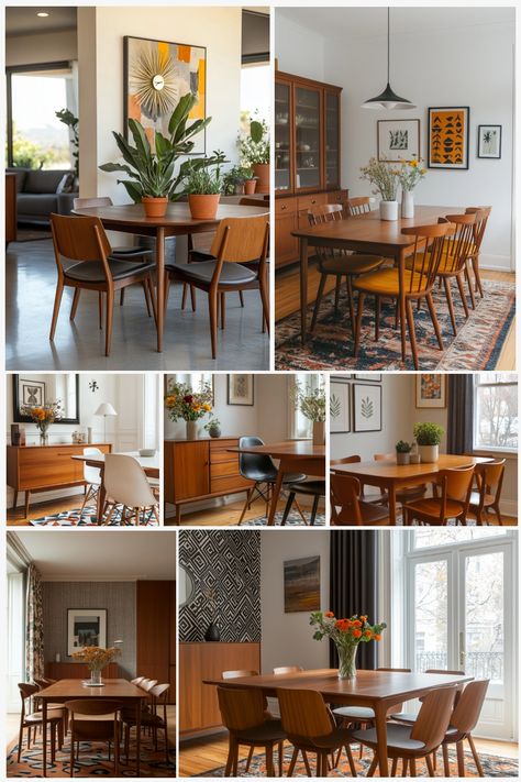 See how to design your dining room to perfectly match the mid century modern style with these 15 tips and decor ideas. Modern Mcm Dining Room, Mid Century Modern Dining Room Ideas, Mcm Dining Room, Modern Dining Room Ideas, Mid Century Dining Room, Mid Century Modern Dining Room, Cozy Desk, Black Countertops, Dining Room Ideas