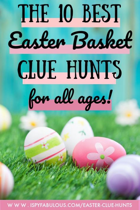 My mom used to write riddles that led us to our Easter baskets each year. Now, we have the ease of free, #printable# EasterBasket clue hunts ready to go. This is my list of the best Easter basket #cluehunts around - all free, all printable, so you can be ready to go in minutes. With pictorial options for young children all the way to a special basket hunt for your partner, you'll have something for everyone in your family. Use, share, rotate every year, and have the best Easter ever. #Easter Easter Basket Scavenger Hunt, Easter Egg Scavenger Hunt Clues, Easter Basket Hunt, Easter Riddles, Easter Scavenger Hunt Clues, Egg Hunt Clues, Easter Egg Scavenger Hunt, Easter Egg Hunt Clues, Easter Treasure Hunt