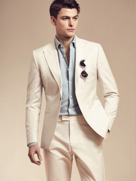 Filip Wolfe, White Suit For Men, Old Money Fashion Style, Outfits Summer Casual, Summer Suits Men, Cream Suit, Blazer Outfits Men, Mens Wedding Attire, Mens Business Casual Outfits