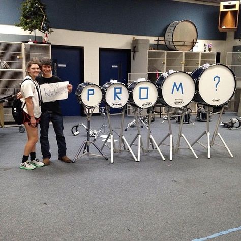 Drums Music Promposal, Marching Band Couples, Formals For Men, Promposal Ideas, Prom Proposals, Cute Homecoming Proposals, Funny Band, Cute Prom Proposals, Asking To Prom