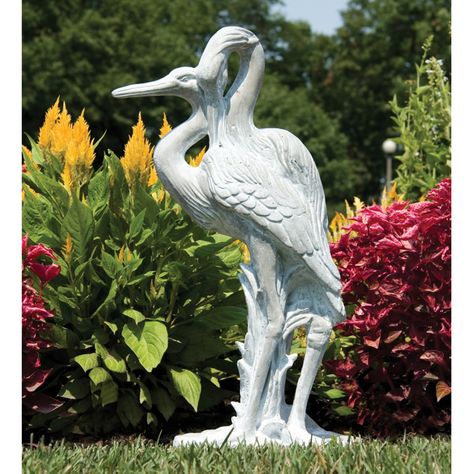 Pollinator Garden Design, Crystal Blue Water, Statues Art, Fish Garden, Sandhill Cranes, Garden Sanctuary, Bird Sculptures, Garden Gnomes Statue, Outdoor Garden Statues