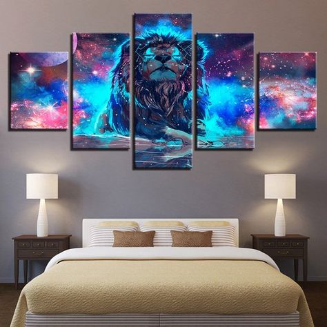 Nebula Lion Canvas Home Decor, Galaxy Lion Constellation Wall Art Poster, Lions Poster, Handmade Gif Lion Wall Art, Wall Art Frame, Lion Canvas, Animal Canvas, Canvas Art Wall Decor, Multi Panel Canvas, Gustav Klimt, Modern Painting, Painting Style