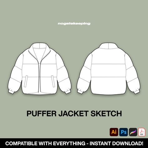 #sketches #vectordrawing #streetwear #drawing #pufferjacket #streetwear #clothing #etsysketches Puff Jacket Drawing, Puffer Jacket Sketch, Streetwear Fashion Drawing, Puffer Jacket Drawing, Streetwear Drawing, Clothing Branding Design, Assignment Ideas, Jacket Drawing, Boys Puffer Jacket