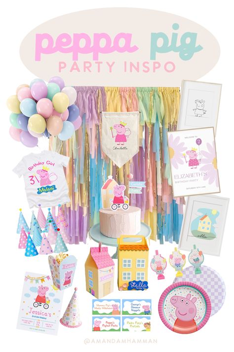 Pepa Pig Birthday Decoration For Girl, Peppa Pig Picnic Party, Peppa The Pig Birthday Party, Peppa Pig Two Year Old Party, Peppa Pig Party Table, Peppa Pig Party Bags, Peppa Pig Room Ideas, Peppa Pig Birthday Activities, Princess Peppa Pig Birthday Party