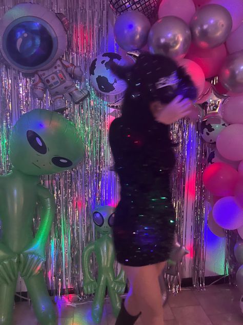 Cowboys Vs Aliens Party, Cowboy Vs Aliens Party, Disco Alien, Euphoria Birthday, Cowgirl Disco, Cowboys & Aliens, 25th Bday, Alien Party, Hot Music