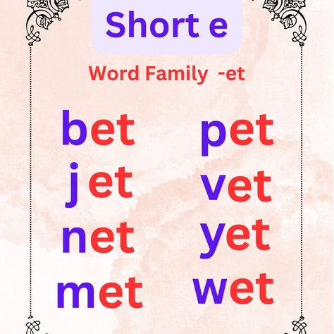 Phonics learning || short e || CVC words list Cvc Words List, Phonics Learning, Short E Words, Words List, Cvc Words, Word List, Word Families, Phonics, On Instagram