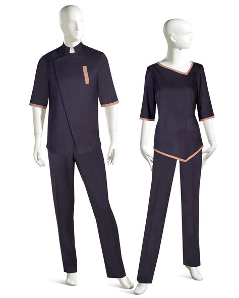 SP097 Hotel Sketch, Ladies Uniform, Spa Wear, Housekeeping Uniform, Male Jacket, Men's Uniform, Spa Uniform, Male Shirt, Clinic Logo