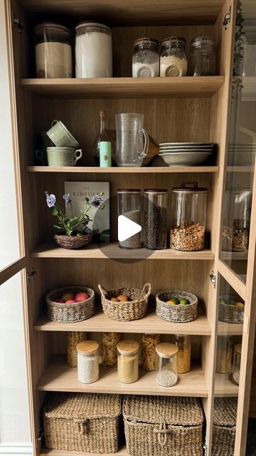 Chloe Rose Moutter on Instagram: "Organisation is like therapy so added a small pantry cupboard to this kitchen nook that’s been sat looking empty. Added the IKEA Billy/Oxberg bookcase as a makeshift larder until the full renovation for the kitchen/utility begins …   #ikeahack #ikeabilly #kitchenorganization #kitchenpantry" Small Kitchen Larder, Ikea Billy Oxberg Kitchen, Billy Oxberg Kitchen, Small Cupboard Ideas, Billy Bookcase Kitchen, Ikea Billy Kitchen, Ikea Billy Pantry, Billy Pantry, Billy Bookcase Pantry