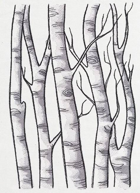 Birch Tree Forest | Urban Threads: Unique and Awesome Embroidery Designs Birch Tree Drawing, Birch Tree Tattoos, Forest Embroidery, Tree Drawings, Birch Tree Art, Palm Tree Tattoo, Urban Threads, Wood Burning Crafts, Wood Burning Patterns