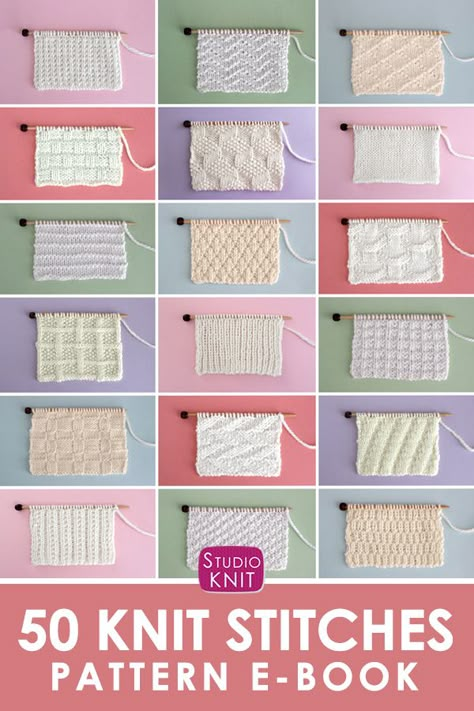 Find Easy Knit and Purl Stitch Patterns including stockinette, garter, seed, rib, and more. Receive full written, chart, and video tutorials by Studio Knit. Rib Stitch Knitting, Knit Purl Stitches, Easy Knitting Patterns Free, Knitting Stitch Patterns, Knitting Patterns Free Blanket, Studio Knit, Knitting Stitches Tutorial, Blanket Knitting Pattern, Knitting Basics