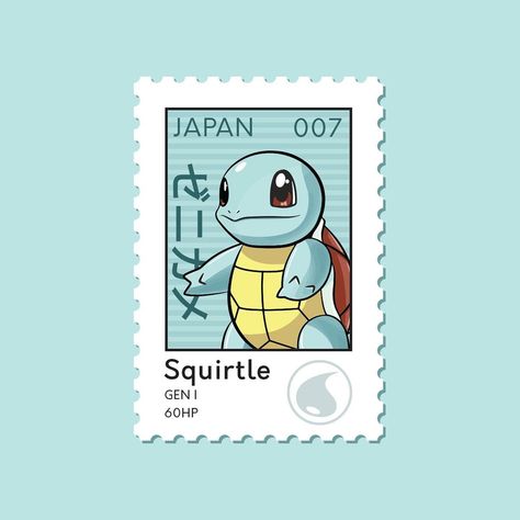 Bauttista Studio (@bauttistastudio) • Instagram photos and videos Postage Stamp Design Illustration, Totodile Art, Squirtle Pokemon Art, Pokedex Design, Arts Logo, Postage Stamp Design, Art Pokemon, Pokemon Backgrounds, Pokemon Poster