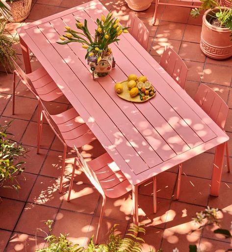 Sundowner Dining Table in Clay – Fenton & Fenton Pink Dining Table, Dream Flat, Patio Tiles, Flat Ideas, Mesa Exterior, Outdoor Side Table, Interior Design Diy, Outdoor Dining Furniture, Patio Spaces