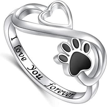 Paw Print Ring, Paw Ring, Puppy Paw Prints, Rare Jewelry, Animal Ring, Dog Ring, Claw Ring, Heart Shaped Jewelry, Dog Necklace