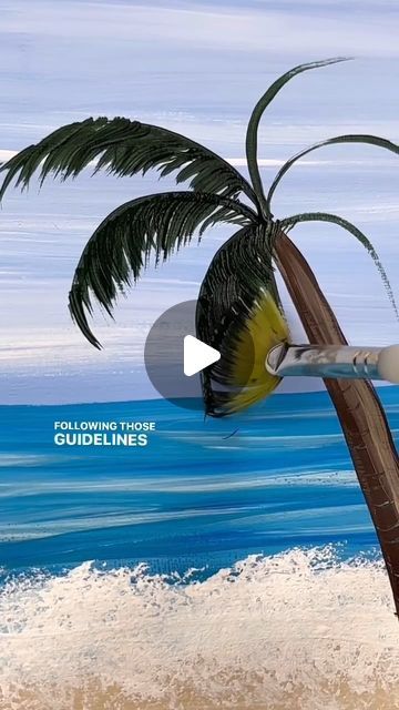 Emily Seilhamer on Instagram: "[clip] How to paint a palm tree! 🎨 #tutorials #easypainting #beachvibes #paintingtips" Emily Seilhamer Art, Beach Painting Tutorial, Easy Beach Painting, 3d Beach Art, Painting Techniques Canvas, Tree Painting Easy, Tropical Beach Painting, Palm Tree Crafts, Palm Tree Drawing