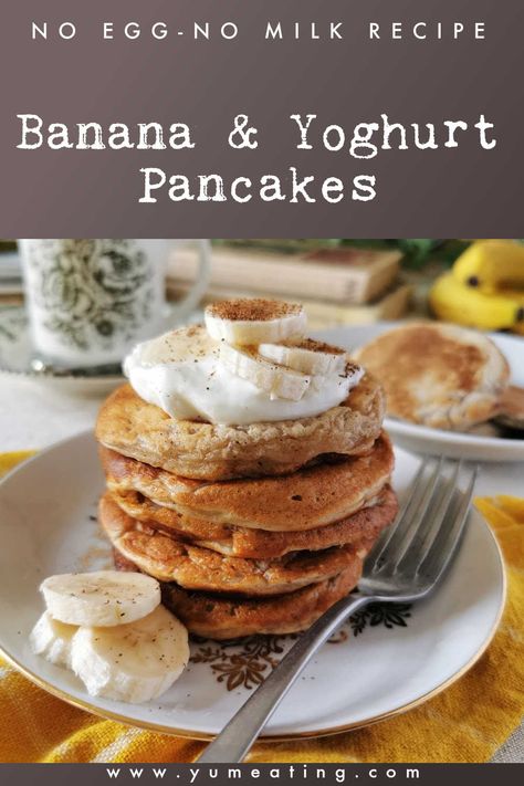 Greek Yogurt Pancakes Flourless, Greek Yogurt Pancakes No Egg, Banana Pancakes Healthy No Egg, Yoghurt Pancakes Recipes, Banana Pancakes No Egg, Banana Pancakes Without Eggs, Yogurt Pancakes Healthy, Banana Pancakes For Baby, Eggless Banana Pancakes