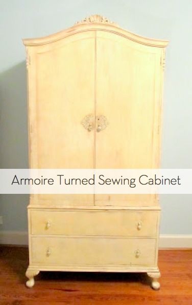 THIS IS FABULOUS!!!!!!  How To: Transform an Armoire into a Sewing Cabinet » Curbly | DIY Design Community Sewing Armoire, Armoire Diy, Craft Armoire, Sewing Closet, Sewing Cabinets, Sewing Area, Diy Sewing Table, Sewing Upholstery, Armoire Makeover