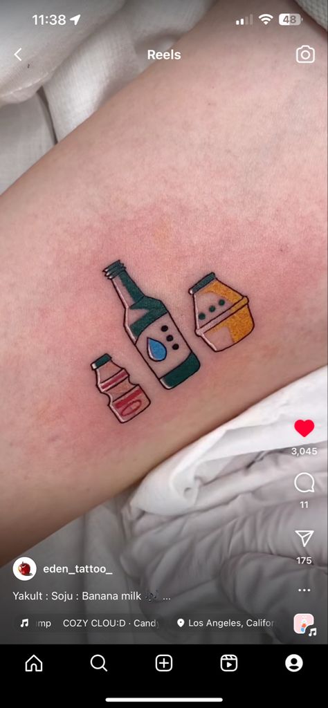 Banana Milk Tattoo, Spam Musubi Tattoo, Yakult Tattoo, Soju Tattoo, Yakult Soju, Milk Tattoo, Sake Tattoo, Spam Musubi, Banana Milk