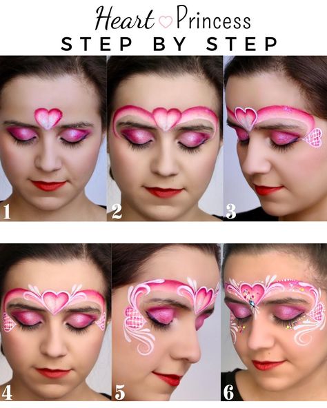 Perfect for Valentines day, or just a cute loving princess! Learn how to paint it on youtube. Link is attached. #valentineaday #valentineadaymakeup #valentinesdayfacepaint #heartprincess #heartfacepaint #heartmakeup #princessfacepaint #girlfacepaint #onestroke #onestrokefacepaint #easyfacepaint Face Paint Step By Step, Princess Face Paint, How To Face Paint, Face Paint Party, Face Paint Tutorial, Paint Step By Step, Face Painting Images, Princess Face Painting, Fairy Face Paint