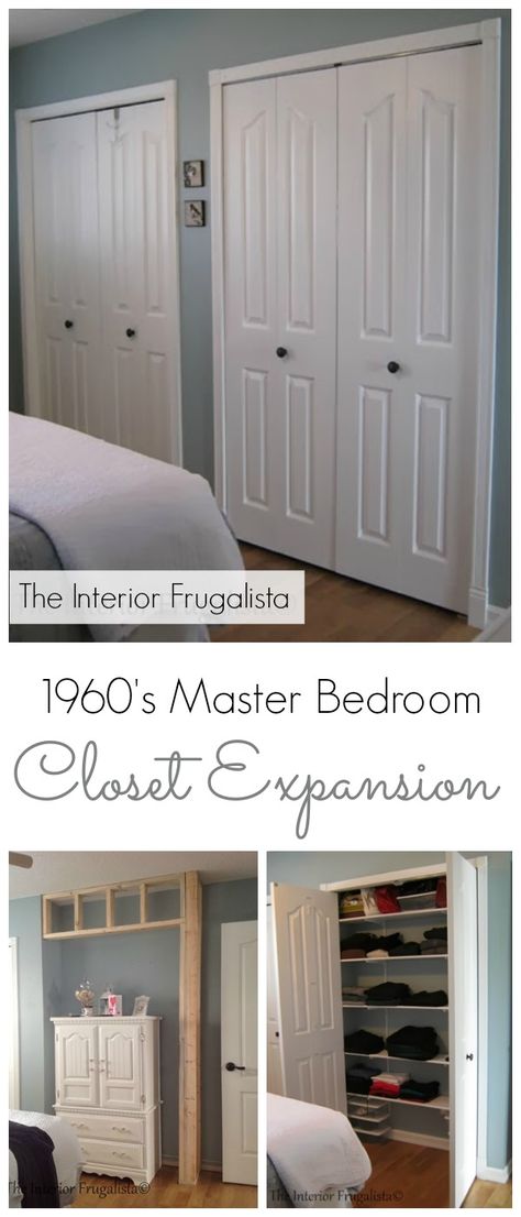 Master Bedroom Closet Expansion Before & After | The Interior Frugalista Bedroom Closet Expansion, How To Build A Reach In Closet, Closet Bump Out In Bedroom, Added Closet To Bedroom, How To Add Closet Space To A Bedroom, Closet Expansion Ideas, Double Closet Makeover, Adding A Closet To A Bedroom, Closet Expansion