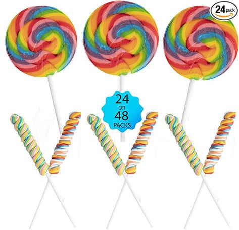 Amazon.com : 24 Swirl Lollipops Rainbow Easter Variety Pack | 12 Twisty Pops and 12 Large Swirl Suckers 3" Diameter- Individually Wrapped, Birthday Party Favors : Grocery & Gourmet Food Big Lollipops, Large Lollipops, Beach Party Favors, Swirl Lollipop, Hard Candy Lollipops, Lollipop Party, Rainbow Lollipops, Carnival Decorations, Swirl Lollipops