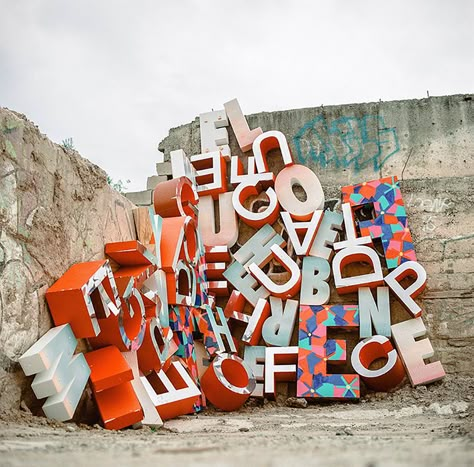 Typography Installation, Jake Sherman, Big Typography, Sign Installation, Jr Art, Typographic Art, 3d Typography, Colossal Art, Modern Crafts