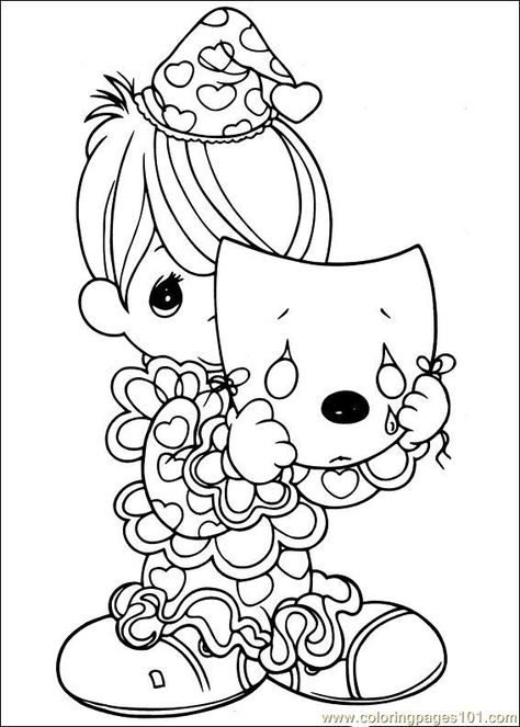 Precious Moments Little Clown Boy with Mask. Precious Moments Coloring Pages, Love Coloring Pages, Disney Coloring Pages, Coloring Pages To Print, Cute Coloring Pages, Christmas Coloring Pages, Free Printable Coloring, Free Printable Coloring Pages, Coloring Book Pages