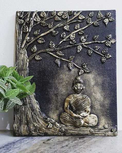 3D Buddha Painting made with Air-dry clay Clay On Canvas, Gautama Buddha, Buddha Painting, Terracotta Clay, Dry Clay, Air Dry Clay, Clay Art, Abstract Art Painting, Air Dry