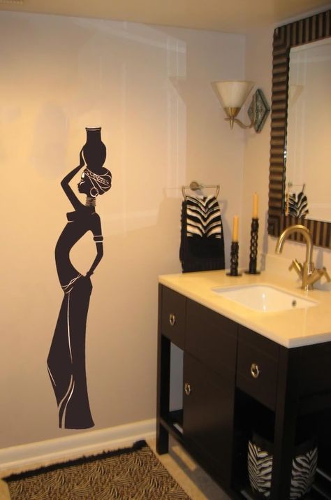 African Bathroom, African Room, Wall Art Big, Afrocentric Decor, African Interior Design, African Inspired Decor, African Interior, African Theme, African Wall Art