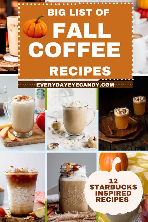 Enjoy the best flavors of fall with this collection of Starbucks Inspired Fall coffee drinks. Recreate your favorite Starbucks Fall Drinks right at home with these easy copycat recipes. Coffee Drink Recipes Starbucks, Copycat Coffee Recipes, Iced Coffee Flavor Ideas, Hot Coffee Recipes At Home Easy, Starbucks Drinks At Home, Starbucks Copycat Recipes, Starbucks At Home, Fall Coffee Recipes, Fall Coffee Drinks