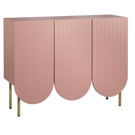 Pink Accent Furniture, Sideboard Pink, Pink And Gold Salon, Pink Midcentury Modern, Mid Century Glam, Diamond Theme, Mid Century Modern Sideboard, Tone Legs, Buffets And Sideboards