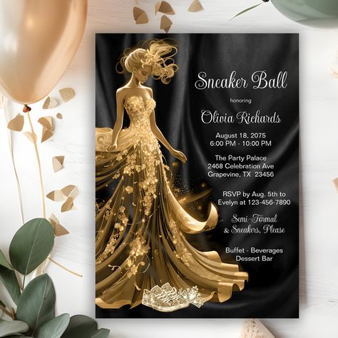 Sneaker Ball Invitation, Ball Invitation, Elegant Sneakers, Sneaker Ball, Dessert Bars, Semi Formal, Grape Vines, Created By, Celebrities