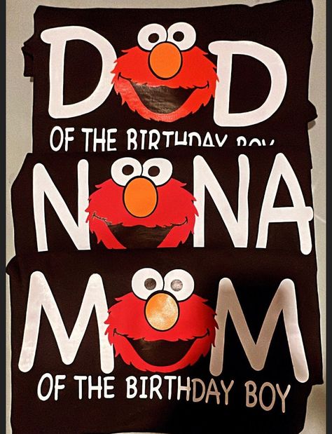 White Elmo t shirts Elmo Party Shirts 1st Birthdays, Elmo Family Birthday Shirts, Elmo Birthday Shirts For Family, Elmos World First Birthday, Elmo 2nd Birthday Party Boy, Elmo First Birthday Party Boy, Elmo Centerpieces, Seaseme Street Birthday Party, Elmo Birthday Party Ideas