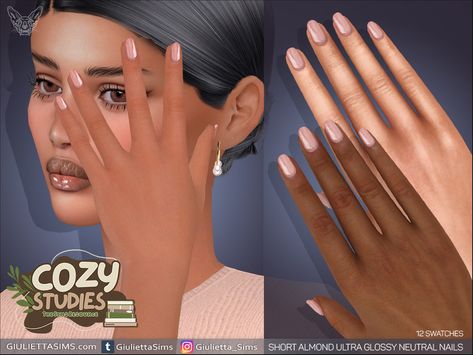 Sims 4 Short Nails, Sims 4 Nails, Sims 4 Studio, Sims 1, Metallic Nails, Neutral Nails, Animal Skin, Sims Resource, Maxis Match