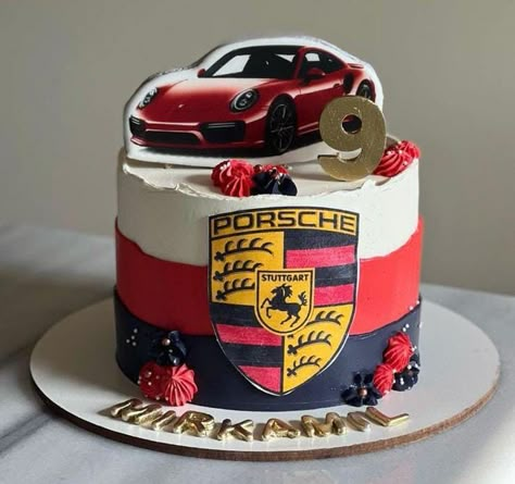 Porsche Birthday Cake, Car Themed Birthday Cake, Porsche Cake, Car Cakes For Men, Cars Theme Cake, Cars Birthday Cake, Car Birthday Theme, Car Theme, Tasty Recipes Videos