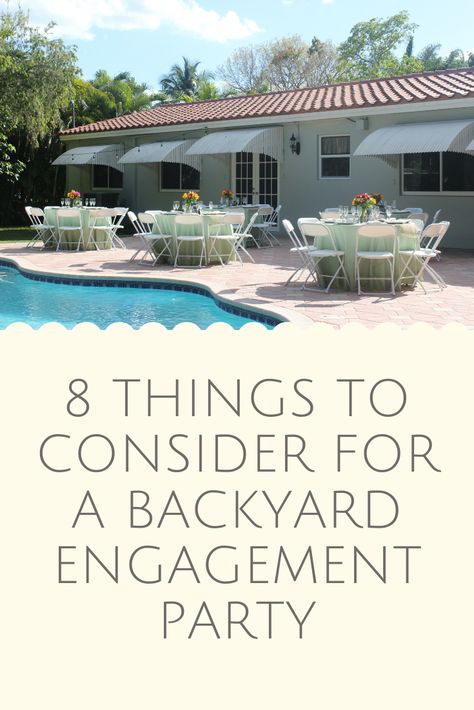 Backyard Pool Engagement Party, Pool Party Engagement Party Ideas, Pool Party Engagement Party, Engagement Pool Party Ideas, Pool Engagement Party, Poolside Engagement Party, Engagement Party Ideas Backyard, Engagement Party Backyard, Engagement Party Table Setting