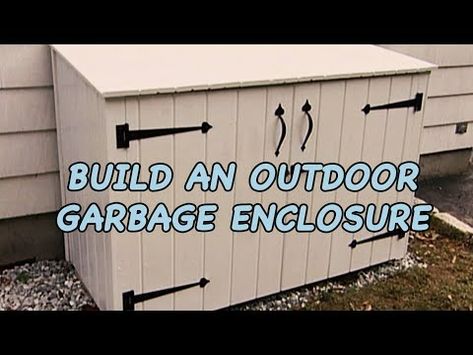 (6) Build an Outdoor Garbage Enclosure - YouTube Outdoor Garbage Can Hideaway Storage Sheds, Diy Garbage Bin Storage, Wooden Garbage Bins Outdoor, Garbage Can Holder Outdoor, Garbage Can Enclosure Diy, Pallet Garbage Can Storage Outdoor, Diy Trash Can Storage Outdoor Simple, Diy Outdoor Trash Can Enclosure, Dustbin Storage Ideas Outdoor