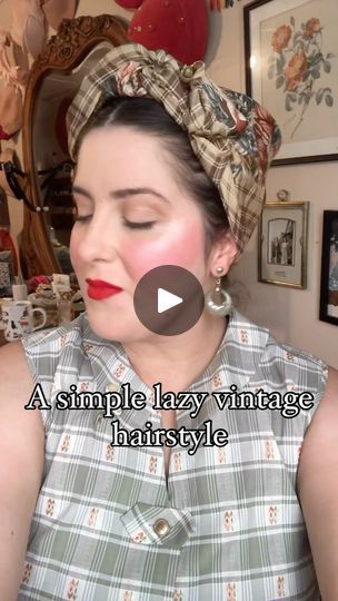 Vintage Head Scarf Tutorial, Headscarf Hairstyles, 50s Headscarf, 50s Head Scarf Vintage Fashion, 1950s Headscarf, 1940s Head Scarf, 1950s Head Scarf, 50s Head Scarf Vintage, Lazy Day Hairstyles