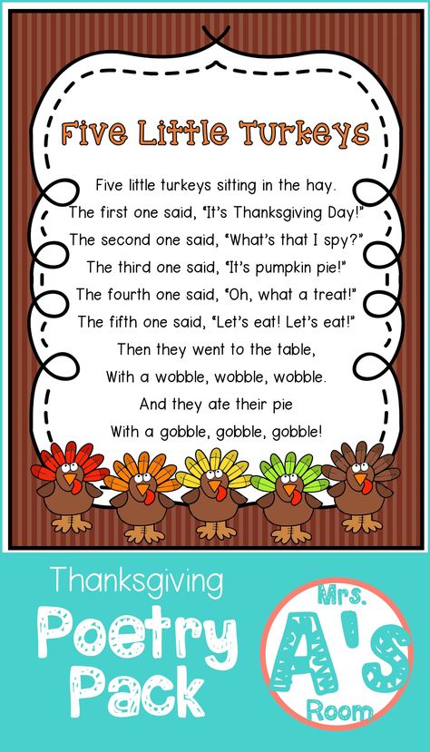 Turkey Poem For Preschool, Preschool Thanksgiving Decorations, 5 Little Turkeys Song, Doodles Thanksgiving, Thanksgiving Theme Preschool, November Songs, Poems For Preschool, Five Little Turkeys, Daycare Songs