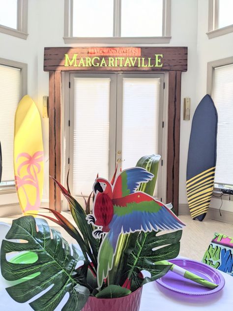 Margaritaville Balloon Arch, Margaritaville Party Decorations, Margaritaville Party Ideas, Jimmy Buffett Tailgate, Jimmy Buffet Party, Jamaica Party, Margaritaville Decor, Jimmy Buffett Party, Margaritaville Party