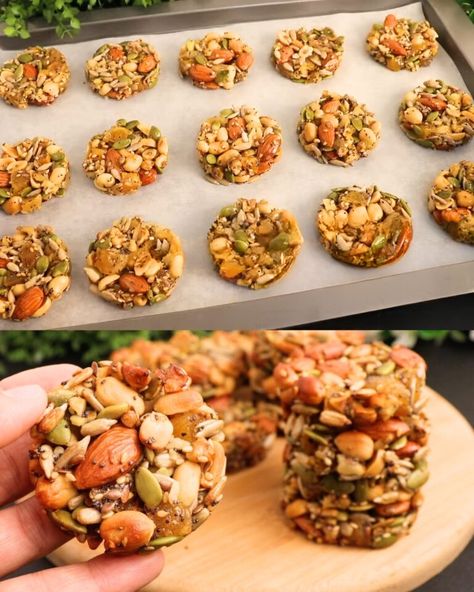 Energy-Boosting Nut and Seed Cookies - Greenku Recipes Healthy Nut Bars Clean Eating, Healthy Bar Cookies Recipes, Healthy Nut And Seed Cookies, Nut And Seed Bars Healthy Recipes, Nut And Seed Biscuits, Healthy Nut And Seed Bars, Energy Cookies Healthy, Dried Fruit And Nut Cookies, Nut Clusters Healthy