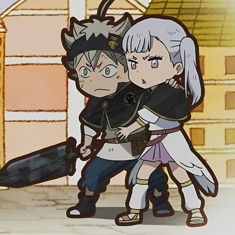 Noelle Silva And Asta, Astelle Black Clover, Black Clover Asta And Noelle, Asta X Noelle Ship, Asta Black Clover Pfp, Black Clover Asta X Noelle, Black Clover Chibi, Asta And Noelle, Asta X Noelle