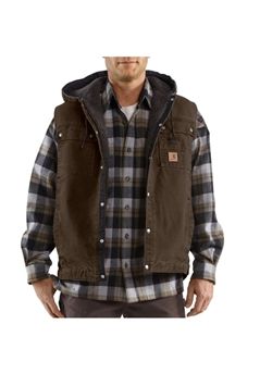 Carhartt Mens Sandstone Hooded Multi-Pocket Dark Brown Vest | Buy Now at camouflage.ca Carhartt Vest Outfit, Vest Men Outfit, Multi Pocket Vest, Army Green Vest, Carhartt Vest, Carhartt Hoodie, Vest Outfit, Vest Men, Carhartt Workwear