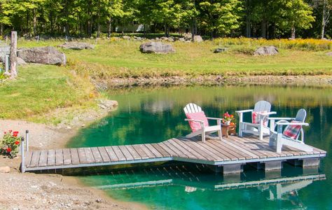 Pond Docks | Floating docks for ponds — The Dock Doctors Pond Dock Ideas, Docks For Ponds, Pond Docks, Pond Dock, Lake House Deck, Floating Dock Plans, Diy Dock, Dock Ideas, Lake Landscaping