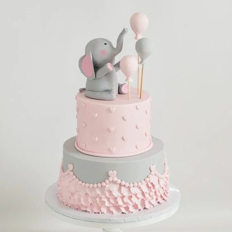 13 Trendy Baby Shower Cake Ideas Elephant Baby Shower Theme Girl, Girl Shower Cake, Baby Elephant Cake, Baby Shower Cake Designs, Elephant Baby Shower Cake, Baby Shower Cake Decorations, Pastel Baby Shower, Baby Shower Cakes Girl